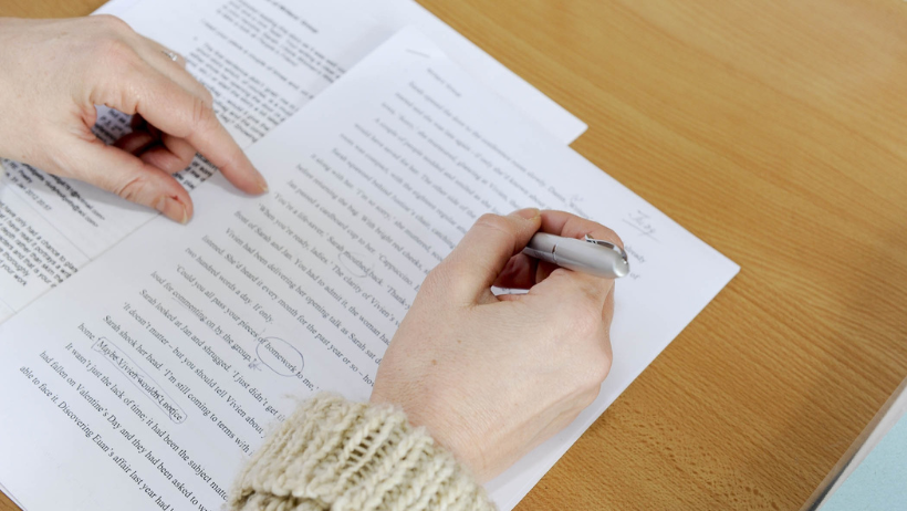 Translated text being edited